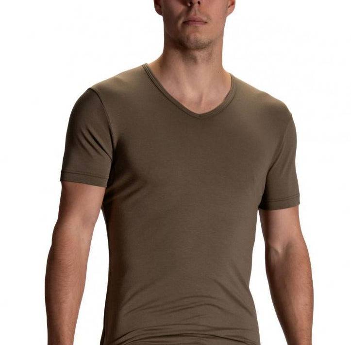 RED2104 T-SHIRT V-NECK REGULAR AUS BAUMWOLLE | OLIVE