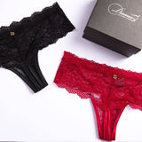 VICTORY STRING PANTY OUVERT GESCHENKSET IN ROT/SCHWARZ