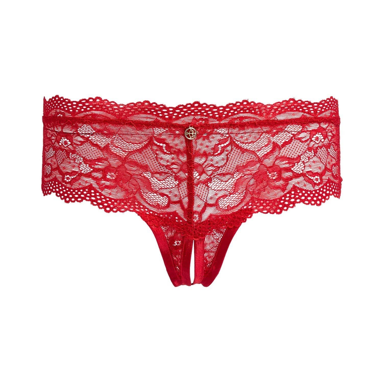 VICTORY STRING PANTY OUVERT GESCHENKSET IN ROT/SCHWARZ